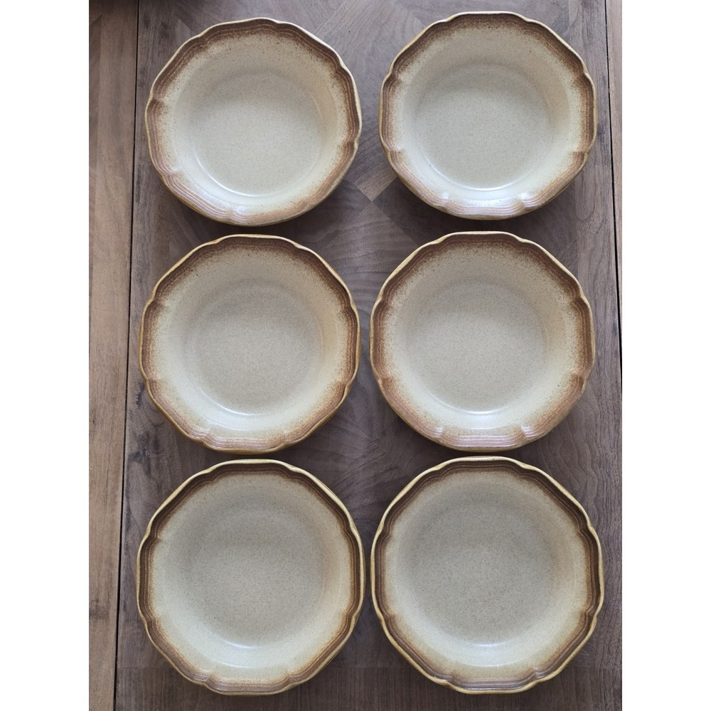 Mikasa Whole Wheat Soup/Salad Bowls 8.5" E8000 Stoneware Set Of 6